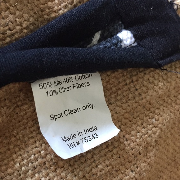 Large (2) collapsible storage bins 16.5 h x 16 deep Jute + Cotton-- a pair - Picture 8 of 11